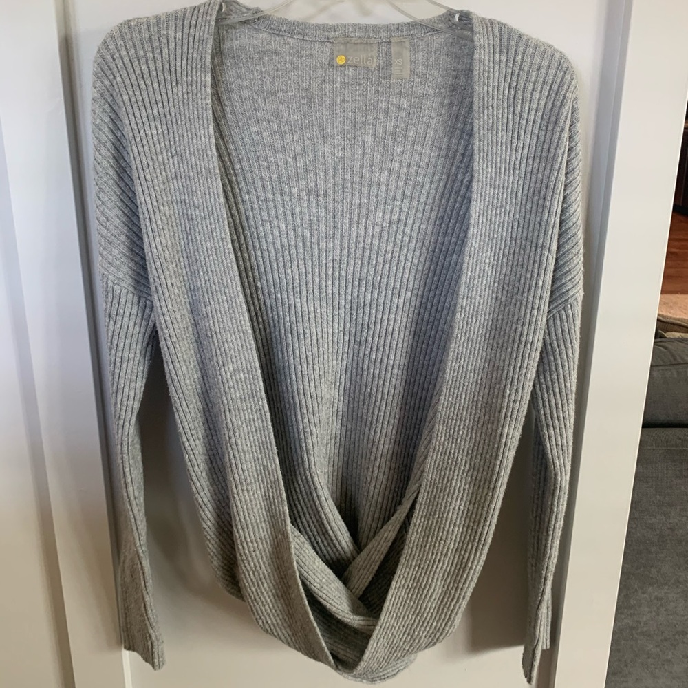 Women’s zella gray open front yoga sweater